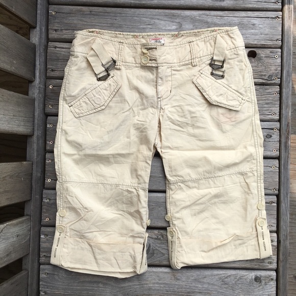 Free People Side Buckle Khaki Bermuda Shorts